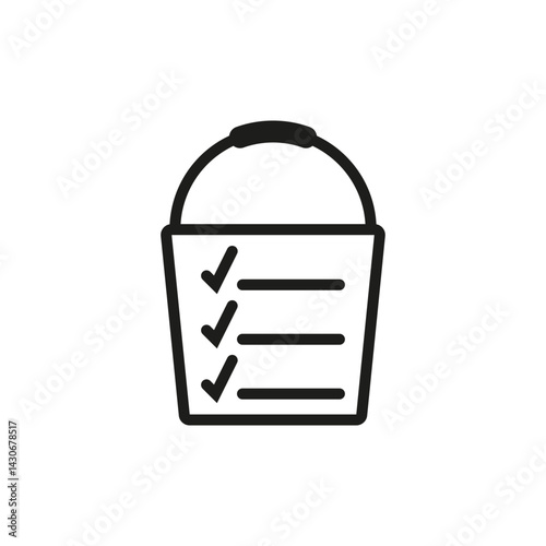 Icon of a bucket list with checkmarks and lines. Vector illustration on white background.