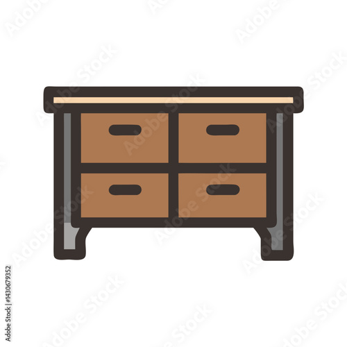 Icon of wooden cabinet with drawers for storage