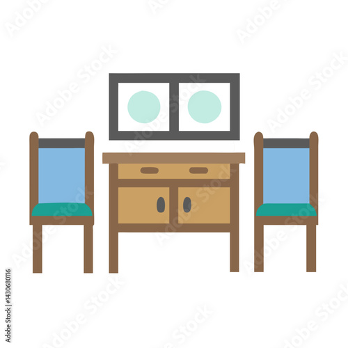 Doctor's office interior, examining room, minimalist vector design