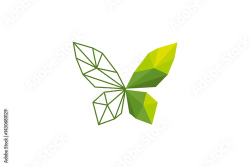 Polygonal butterfly icon and logo Vector
