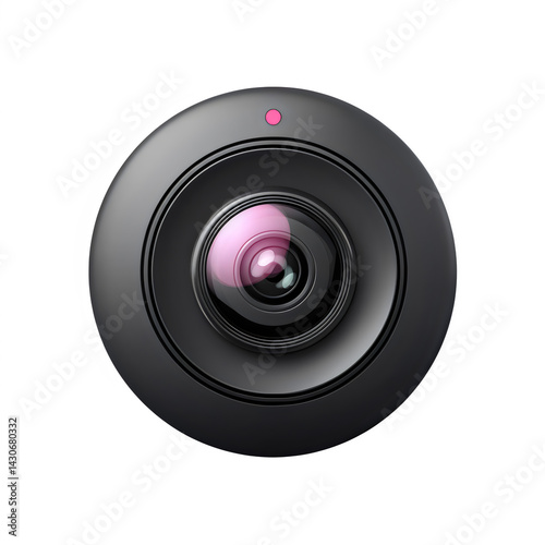 Black camera lens view on transparent background