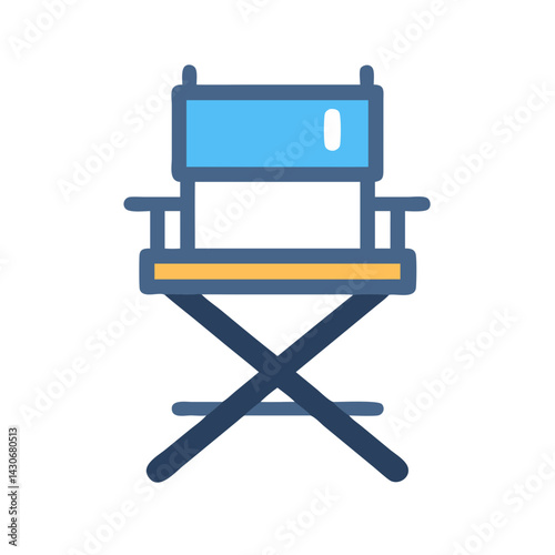 Blue Film Director's Chair Icon on Black Background