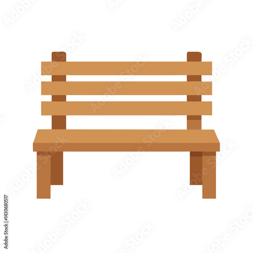 Brown Wood Park Bench Isolated on Black Background