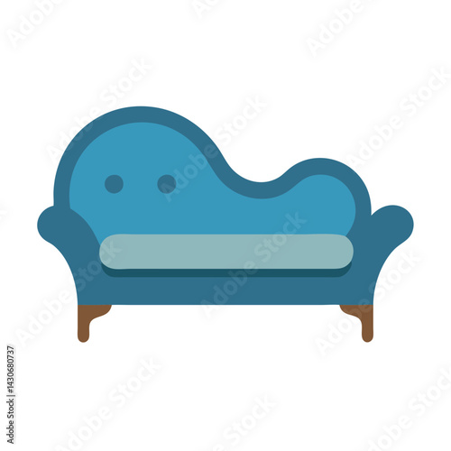 Blue chaise lounge vector illustration on black background