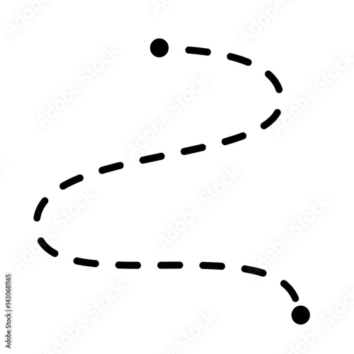 Route map dashed line silhouette