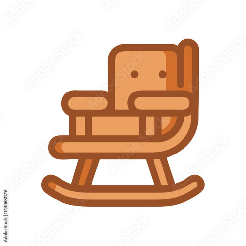 Brown rocking chair icon on a black background