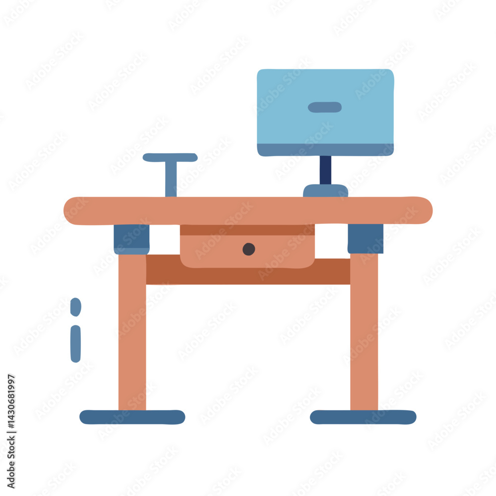 Vector graphic of desk with computer and accessories Vector graphic of desk with computer and accessories