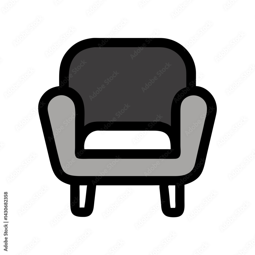 Minimalist Gray Armchair Illustration on Dark Background Minimalist Gray Armchair Illustration on Dark Background