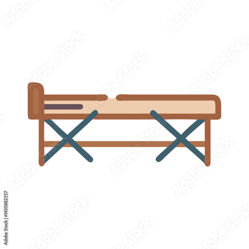 Simple illustration of a massage table with blue frame