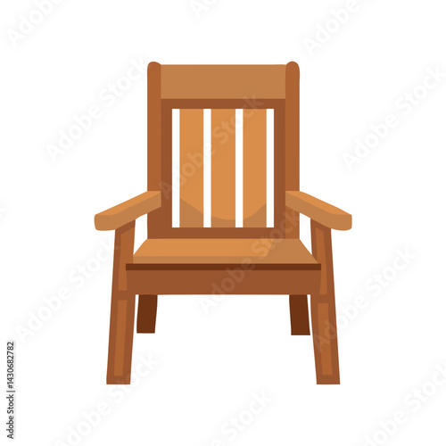 Illustration of a simple brown wooden armchair on black