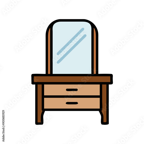 Vintage Vanity Table with Mirror and Two Drawers