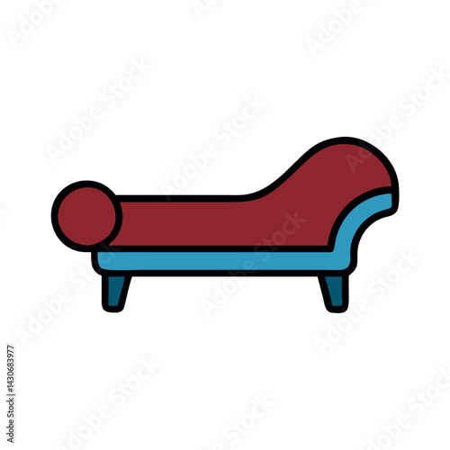 Red and blue chaise lounge icon on black
