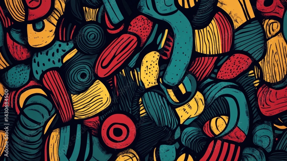 Fototapeta premium Abstract colorful doodle pattern background.