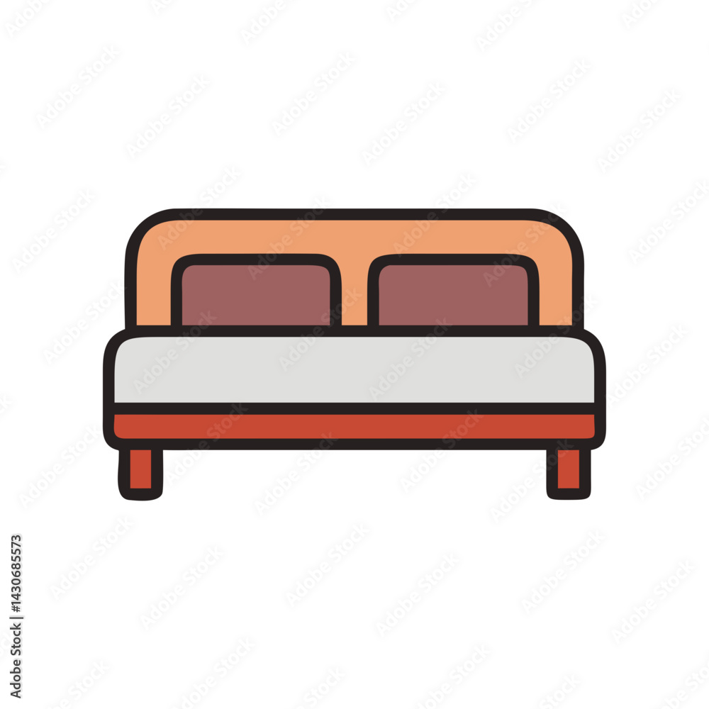 Illustration of a bed with two pillows Illustration of a bed with two pillows