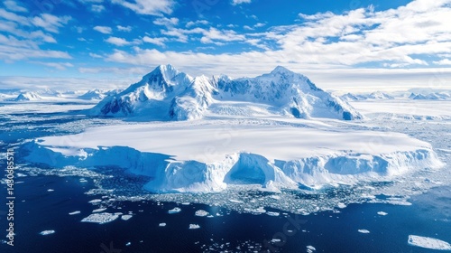 Wallpaper Mural Aerial view of Antarctic landscape with snow-capped mountains and icebergs. Torontodigital.ca