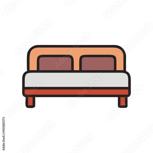 Illustration of a bed with two pillows