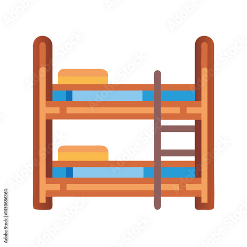Illustration of wooden bunk bed with ladder icon