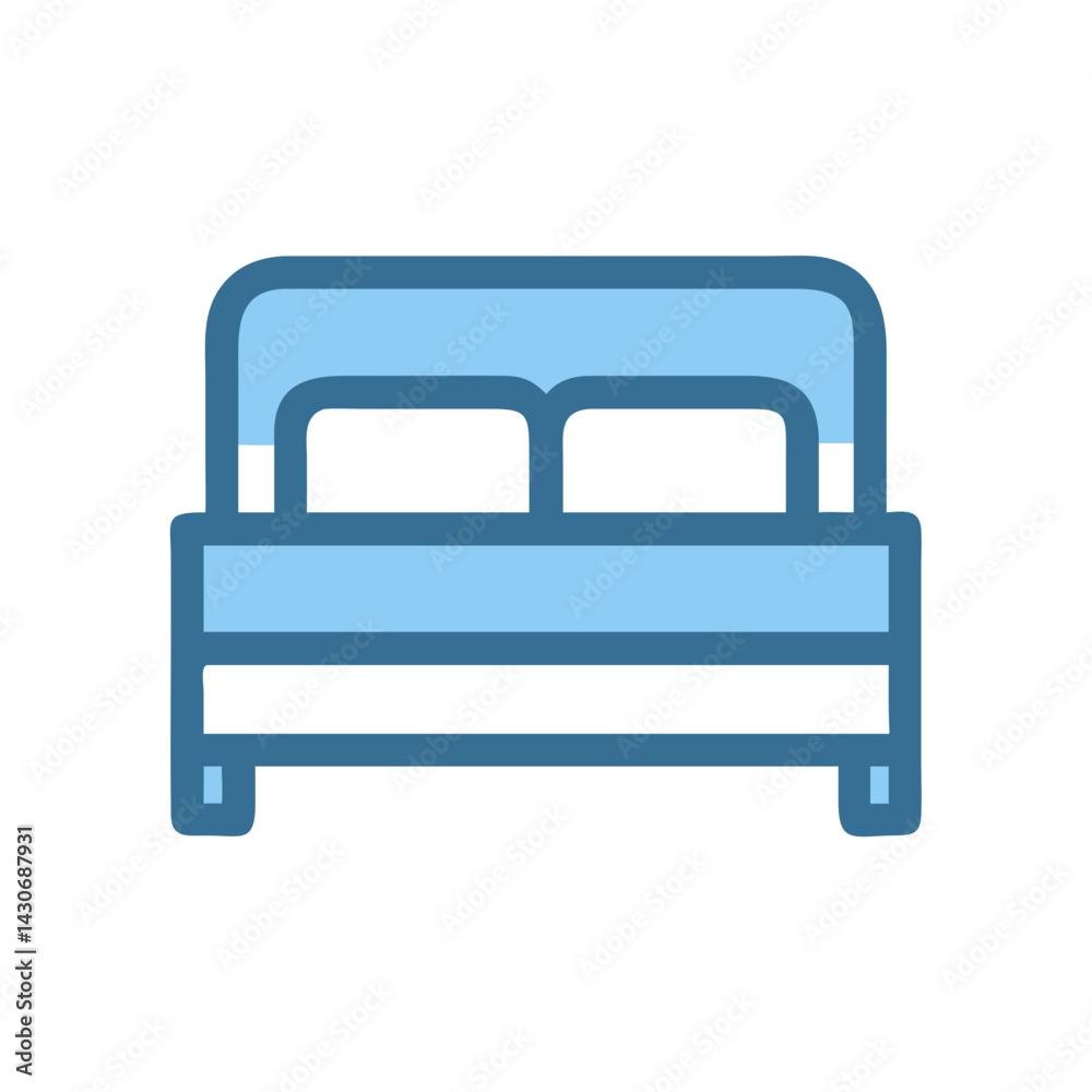Stylish light blue bed icon on black background Stylish light blue bed icon on black background