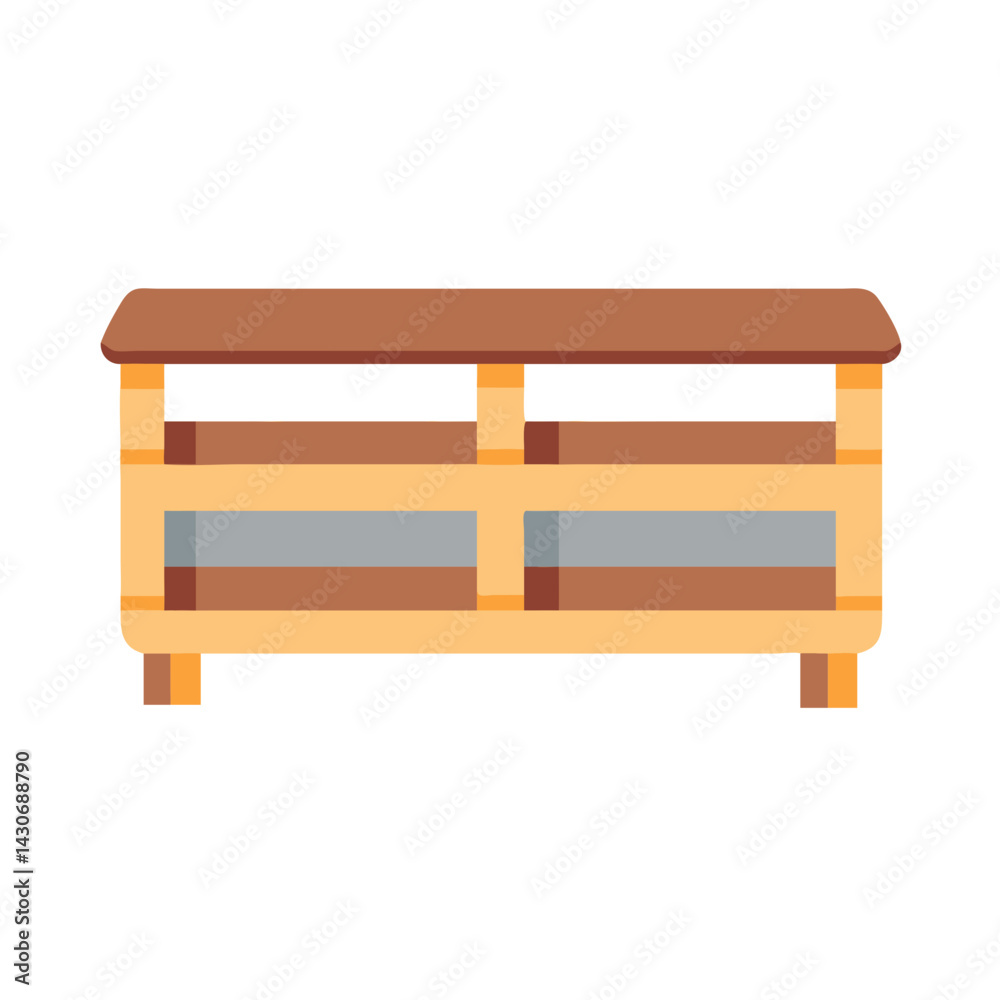 Wooden TV Stand with Shelves Isolated On Black Wooden TV Stand with Shelves Isolated On Black