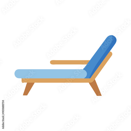 Simple Blue Chaise Lounge Illustration on Black Background