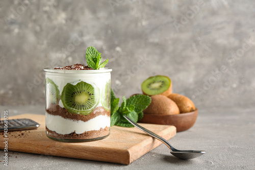 Glass with delicious kiwi c...