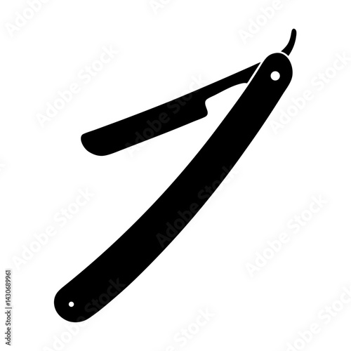 A Straight Razor Image Showcasing a transparent . Classic Shaving Tool in Black Silhouette