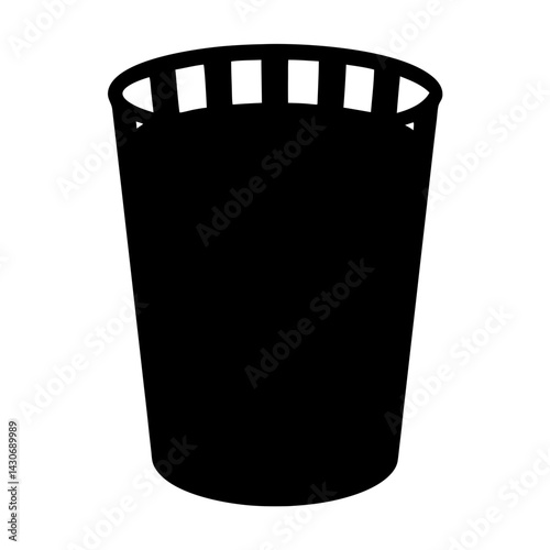 Silhouette of a Wastebasket with Perforated transparent . Top Edge on a