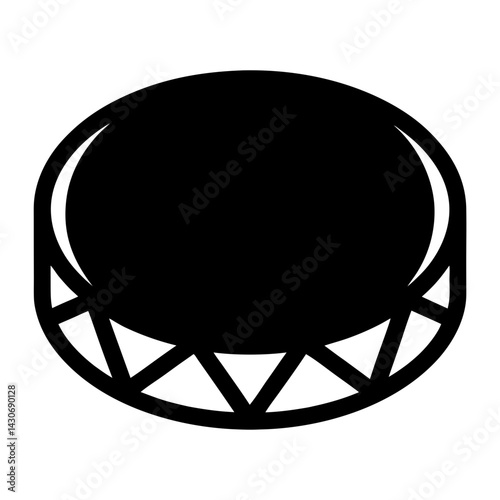 Circular Icon with Triangular Elements, transparent . Black and Abstract Graphic Representation