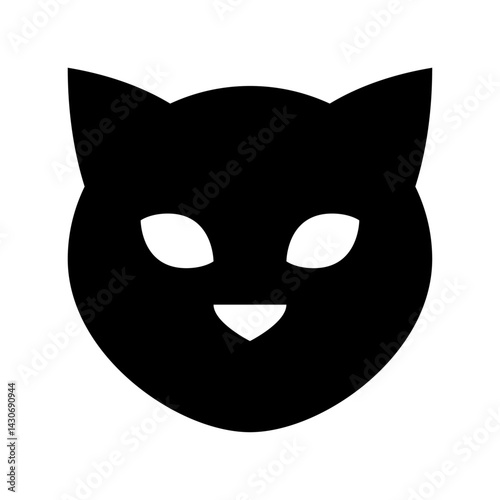 Black Cat Silhouette: A sleek, minimalist silhouette of a cat's head, with expressive eyes and a hint of a smile, epitomizes feline elegance and mystery.
