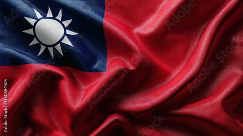 Brightly colored Taiwan flag displayed on a plain white background. The flag features a blue canton with a white sun, contrasting with the vibrant red field