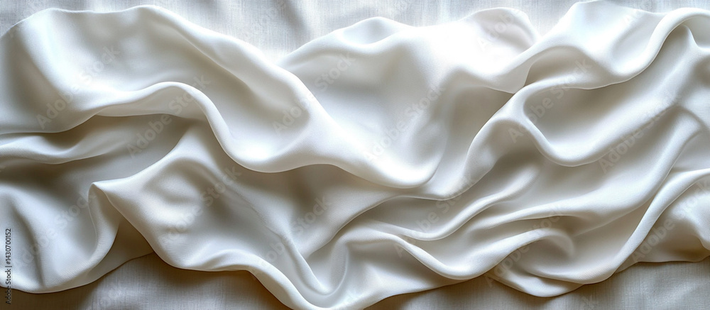 Fototapeta premium Soft, flowing white fabric draped in elegant folds.