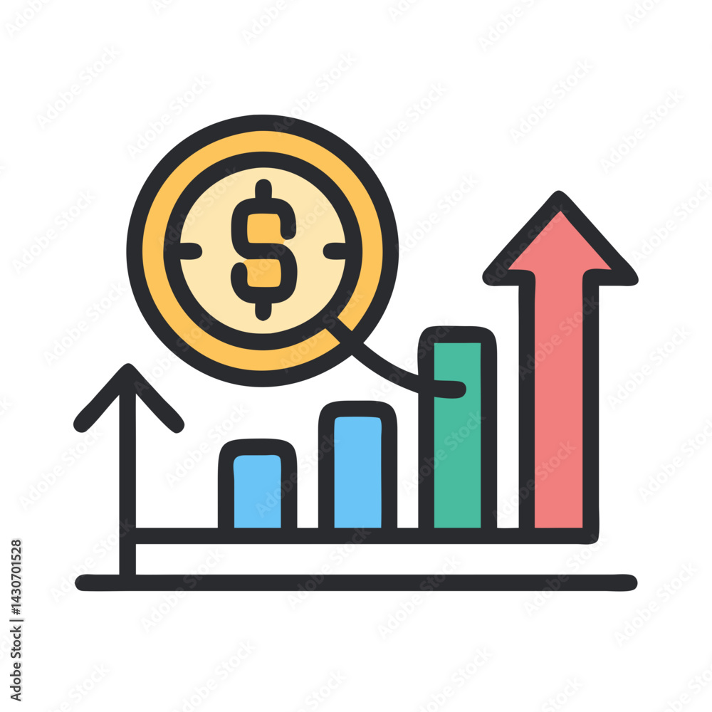 Financial Growth Chart with Coin - Investment Success Financial Growth Chart with Coin - Investment Success