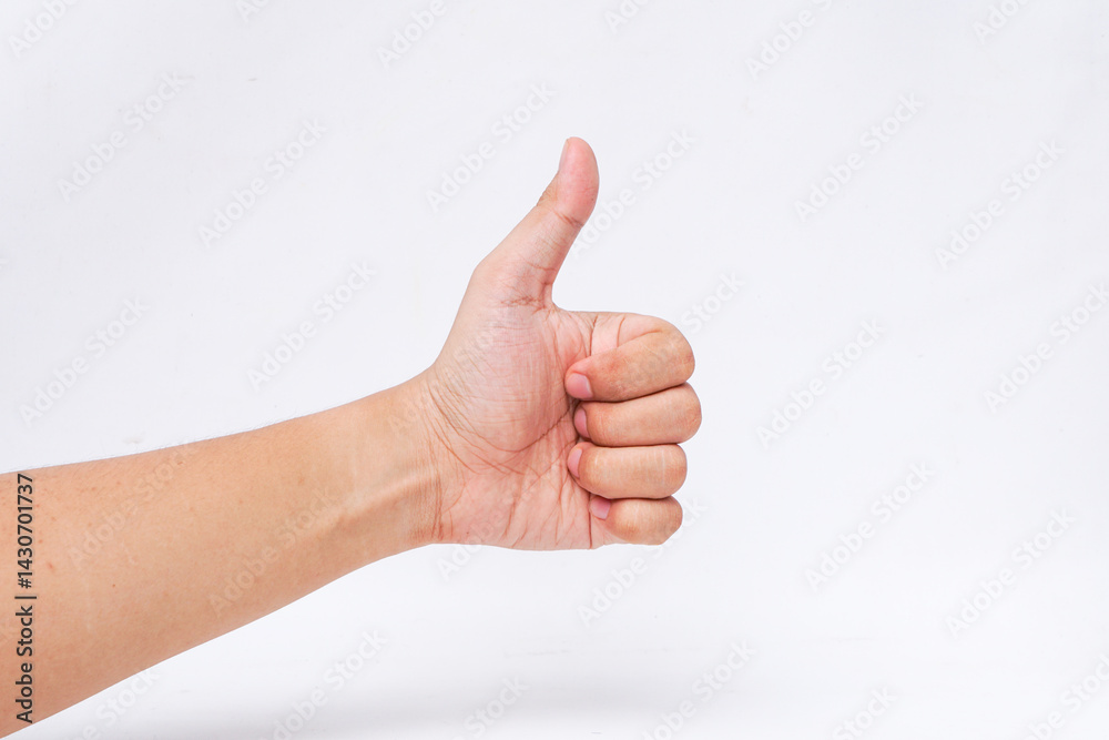 Thumbs Up Hand Gesture on White Isolated Background Thumbs Up Hand Gesture on White Isolated Background
