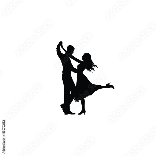 Couple dancing silhouette on white background