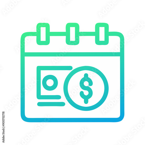 Payment Schedule Calendar Icon with Gradient Color Style