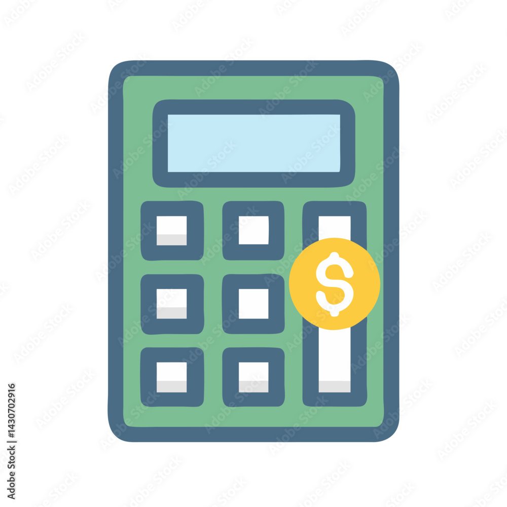 Calculator and Dollar Sign Icon - Financial Management Concept Calculator and Dollar Sign Icon - Financial Management Concept
