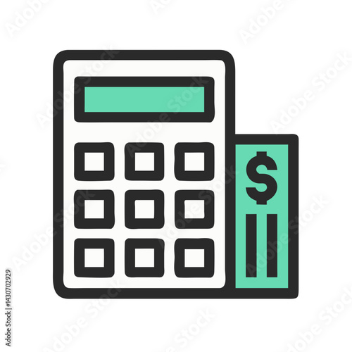 Calculator with Dollar Bill Icon Illustration on Black