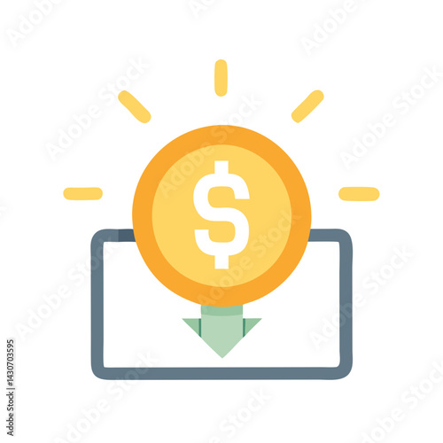 Money inflow icon showing investment with financial gain