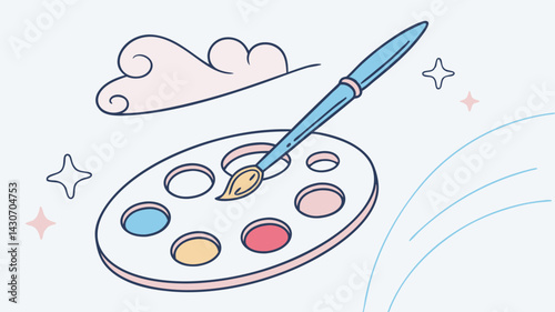 illustration of a brush and paints