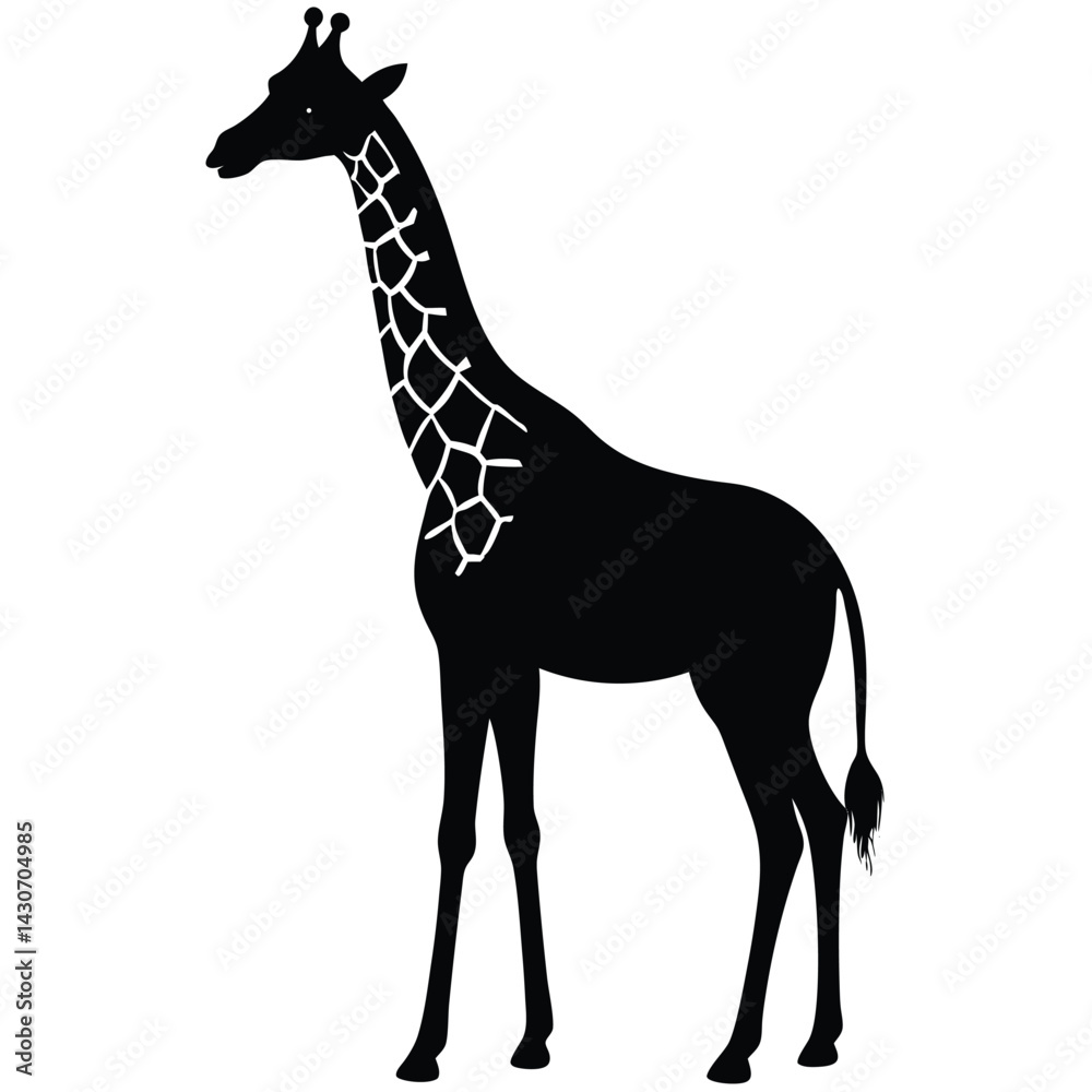 Obraz premium Elegant Giraffe Silhouette Standing Tall With Distinctive Neck Pattern Design.