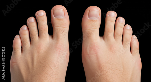 Close-up of Feet Isolated on Black Background Showing Toes