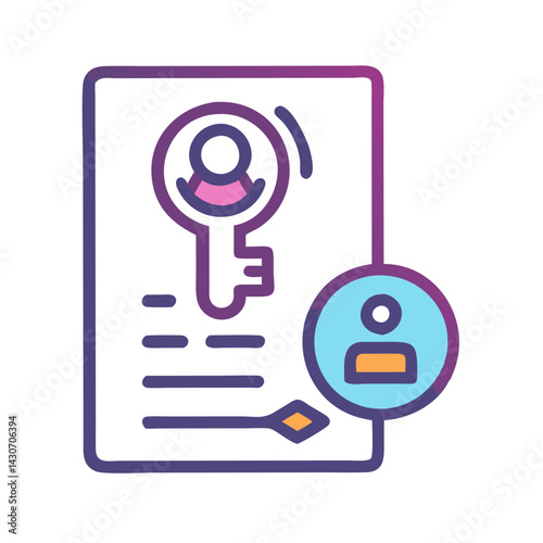 Access management icon featuring user key and document