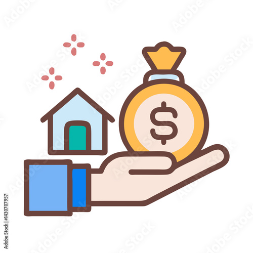 Real estate investment, money for house, financing icon