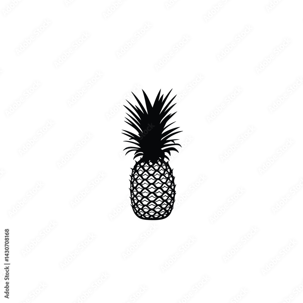 Obraz premium Pineapple silhouette on white background