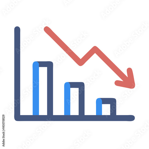 Downward Trend: Business Chart with Falling Arrow Illustration