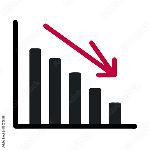 Negative Graph Trend with Red Arrow on Black