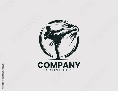 Taekwondo Athlete Kick logo Illustration 
