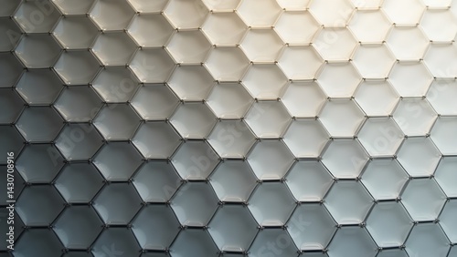 Glossy Hexagonal Grid in Monochrome – Sleek Geometric Pattern with Futuristic Depth.