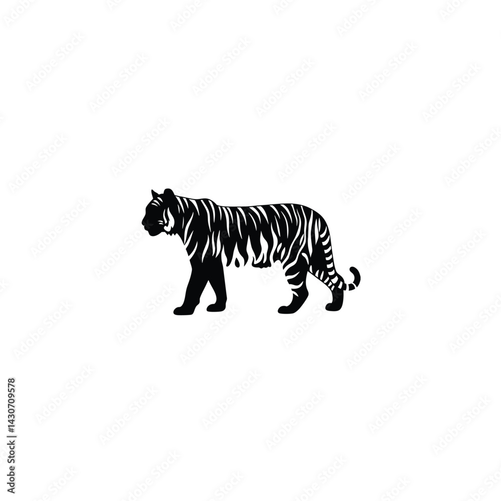 Obraz premium Tiger silhouette on white background