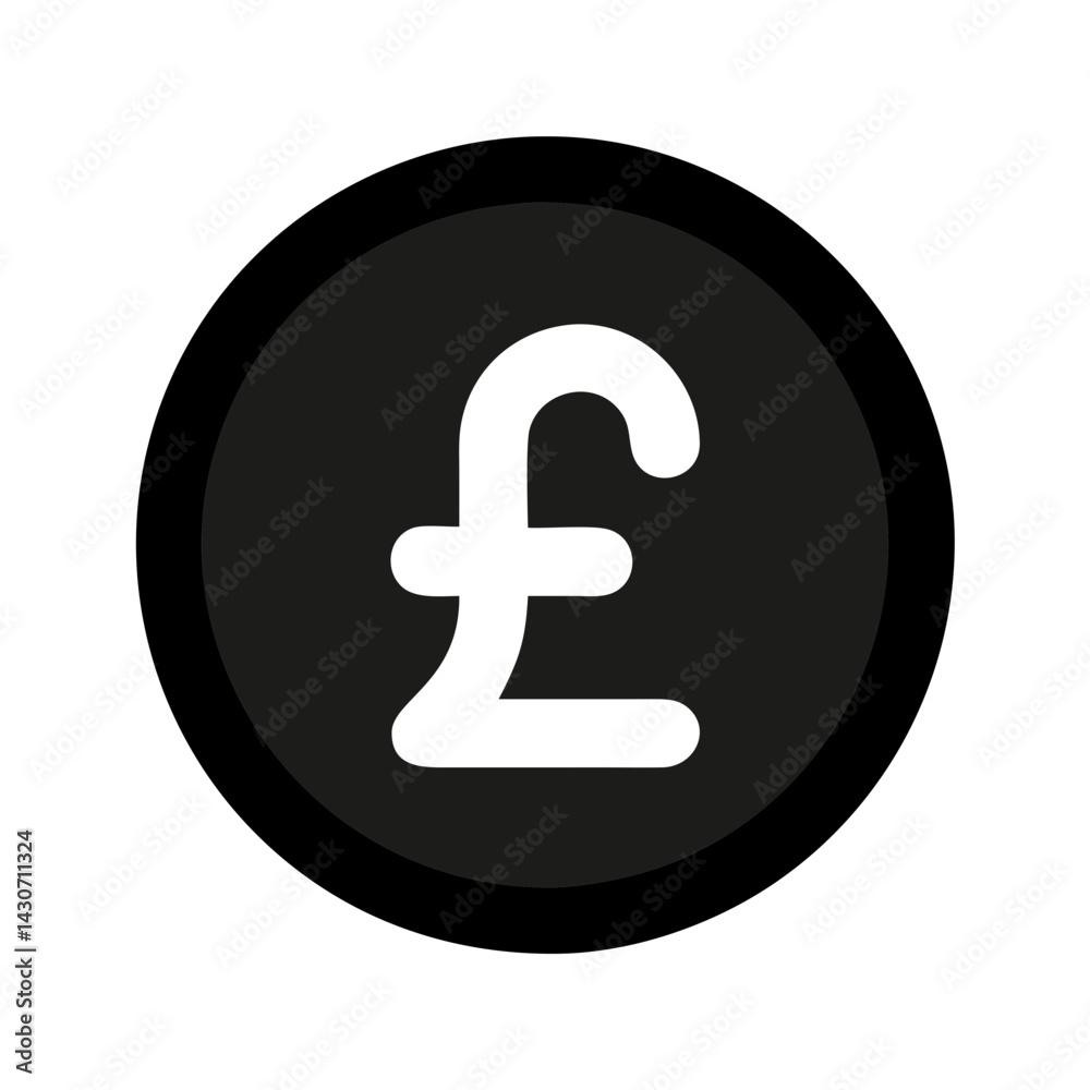 Pound Symbol Icon on Black Background for Finance Pound Symbol Icon on Black Background for Finance